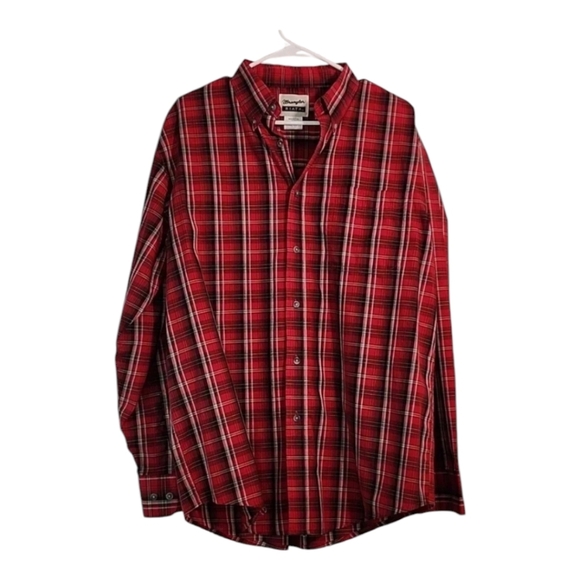 Wrangler Other - Wrangler Riata Western Button Up Long Sleeve Shirt Mens Lg Red Plaid